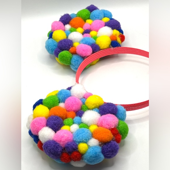 Handmade Multicolored Mickey Mouse Ears on Pink Headband - Picture 7 of 9